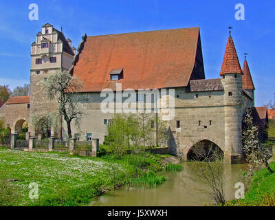 Turm Gewässer Stream Stadt Mauer Turm Altstadt Denkmal Gewässer Stadtbach Stockfoto