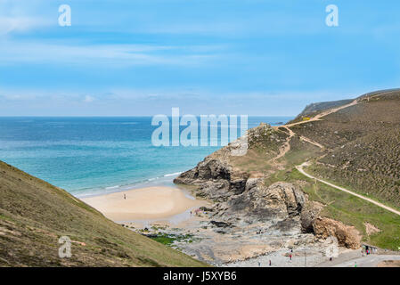 Kapelle PORTH, CORNWALL, UK - 24. April 2017: Kapelle Porth Beach liegt an der North Cornwall Küste zwischen St. Agnes und Pothtowan. Stockfoto