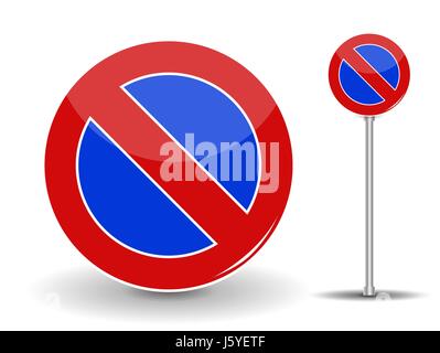 Parkplatz zu verbieten. Rote und blaue Straßenschild. Vektor-Illustration. Stock Vektor