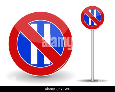 Parkplatz zu verbieten. Rote und blaue Straßenschild. Vektor-Illustration. Stock Vektor