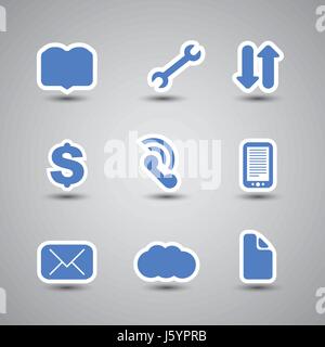 Blaues Symbol Illustrationen für Webdesign - Clipart in bearbeitbares Vektor-Format Stock Vektor