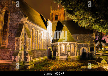 St Marys Butts Kirche lesen, nach Einbruch der Dunkelheit Stockfoto