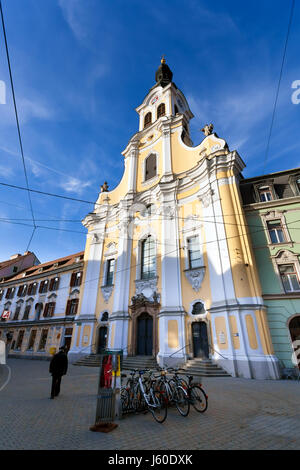 Graz, Österreich - 16. Januar 2011: Ansicht der Bruderschaft Barockkirche an der Annenstraße Street in Graz, Österreich Stockfoto