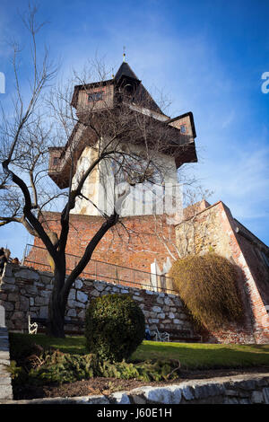 Graz, Österreich - 16. Januar 2011: Uhrturm alten Uhrturm in Graz, Steiermark, Österreich Stockfoto