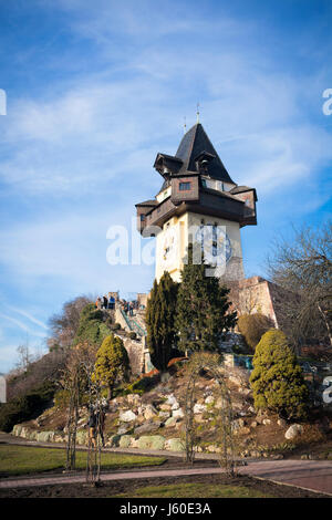 Graz, Österreich - 16. Januar 2011: Uhrturm alten Uhrturm in Graz, Steiermark, Österreich Stockfoto