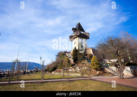 Graz, Österreich - 16. Januar 2011: Uhrturm alten Uhrturm in Graz, Steiermark, Österreich Stockfoto