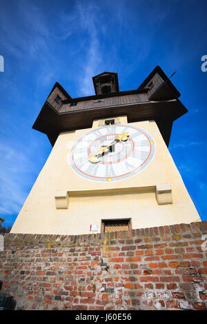 Graz, Österreich - 16. Januar 2011: Uhrturm alten Uhrturm in Graz, Steiermark, Österreich Stockfoto