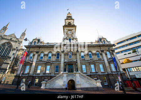 Dunedin, Neuseeland - Mai 3,2016: Dunedin Rathaus Gebäude ist ein städtisches Gebäude in der Innenstadt von Dunedin in Neuseeland. Stockfoto