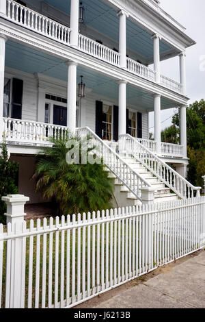 Beaufort South Carolina, Lowcountry, Southern, National Historic Landmark District, Bay Water Street, Lewis Reeve Sams House, 1852, Erhaltung, Haus, Haus h Stockfoto