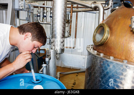 Michigan, MI, mich, Upper Midwest, Baroda, The Round Barn Winery Distillery and Brewery, Familienfamilien Eltern Eltern Kinder, eigenes Unternehmen, Stain Stockfoto