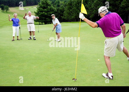 Traverse City Michigan, Suttons Bay Water, Leelanau Peninsula, Leelanau Club, Golfplatz, Erwachsene Erwachsene Männer Männer Männer, Frauen Frauen weibliche Dame, Vierer, Sport Stockfoto