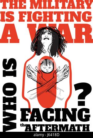Internationaler Tag der unschuldigen Kinder als Opfer von Aggression, Juni 4. Pazifistische Plakat mit einer weinenden Frau hält ein totes Baby. Symbol für Zivilisten su Stock Vektor
