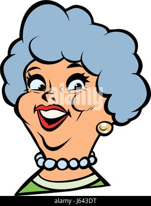 Lustige Erwachsene Frau modische Großmutter Porträt. Comic-Buch Cartoon Pop Art Retro-Farbe Vektor Illustration Hand gezeichnet Stock Vektor