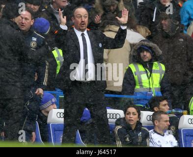 RAFAEL BENITEZ reagiert auf WOJCI CHELSEA V ARSENAL LONDON ENGLAND UK 20. Januar 2013 Stockfoto