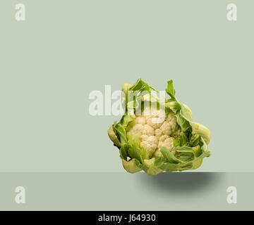 Obst und Gemüse schwimmend auf bunte Oberfläche Stockfoto