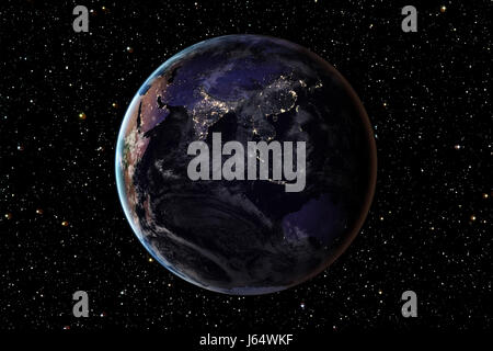 Planet Erde aus dem Weltraum in der Nacht. Elemente dieses Bildes, eingerichtet von der NASA Stockfoto