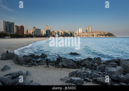 Ansicht von Haeundae Strand Haeundae District, Busan Gwangyeoksi, Südkorea Stockfoto