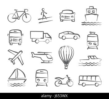 Transport-Doodle-Symbole Stock Vektor