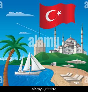 Konzept-Darstellung der Reise- und Resort Reise in der Türkei Stock Vektor