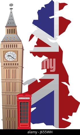Konzept-Illustration von England mit Karte und Flagge Stock Vektor
