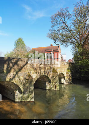 Salisbury die mittelalterliche Kran-Brücke über den Fluss Avon Stockfoto