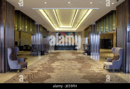 Lobby im Pride Plaza Hotel, New Delhi, Indien Aerocity am 19. Februar 2016. Stockfoto