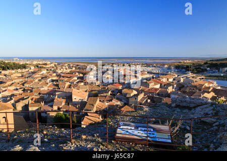 Frankreich, Aude, Gruissan, Blick von der Burgruine Stockfoto