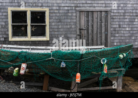 Angeln-Schuppen und Boot, Peggys Cove, Nova Scotia, Kanada Stockfoto