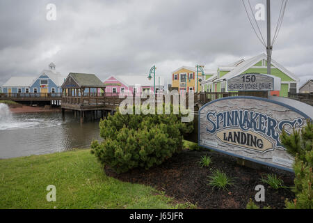 Farbenfrohen Gebäuden im Spinnaker Landing, Summerside, Prinz Eduard Insel, Kanada Stockfoto