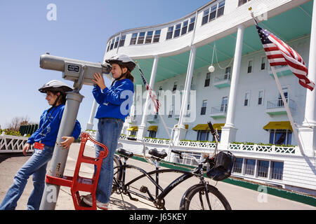 Mackinac Island Michigan, Historic State Parks Park Mackinaw, Straits of, Lake Huron, Grand, Hotel Hotels Unterkunft Inn Motel Motels, 1887, Victorian, Veranda, col Stockfoto