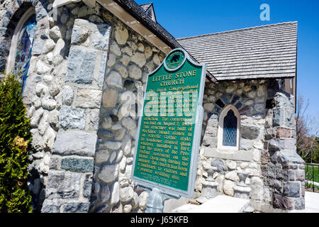 Mackinac Island Michigan, Historic State Parks Park Mackinaw, Straits of, Lake Huron, Cadotte Avenue, Little Stone Church, Metallmarkierung, MI090508050 Stockfoto