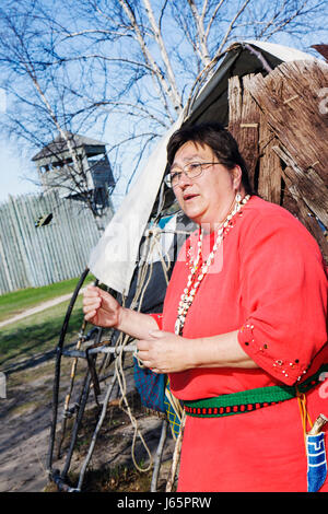 Michigan Mackinaw City, Mackinac Historic State Parks Park, Straße von Mackinac, Lake Huron, Fort, Colonial Michilimackinac, Odawa Indianer der Ureinwohner Stockfoto