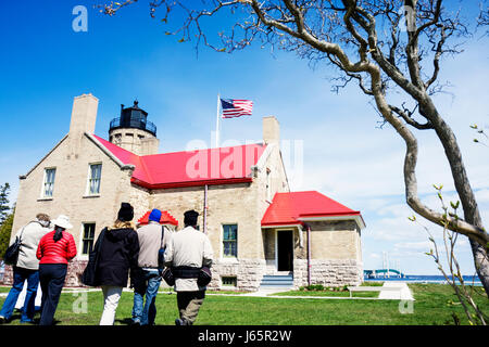 Michigan Mackinaw City, Mackinac Historic State Parks Park, Straits of Mackinac, Lake Huron, Old Mackinac Point Lighthouse, 1892, Keep Stockfoto