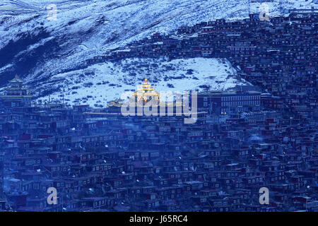 Wuming Buddhist College Nacht der Provinc Seda County, Sichuan, China Stockfoto