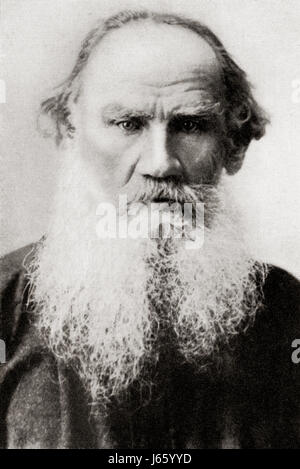 Graf Lev Nikolayevich Tolstoi, 1828-1910, aka Leo Tolstoy.  Russische Schriftsteller.  Hutchinson Geschichte der Nationen veröffentlichte 1915. Stockfoto