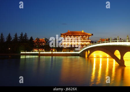 Nachtansicht von Datang Lotus Garden in Xi ' an, Provinz Shaanxi, China Stockfoto