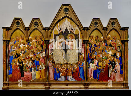 Die Krönung der Jungfrau: Main Tier Mitteltafel 1370-1, Jacopo di Cione und Workshop (The San Pier Maggiore Altarbild) Italien Italienisch Stockfoto