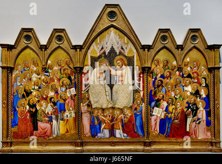 Die Krönung der Jungfrau: Main Tier Mitteltafel 1370-1, Jacopo di Cione und Workshop (The San Pier Maggiore Altarbild) Italien Italienisch Stockfoto