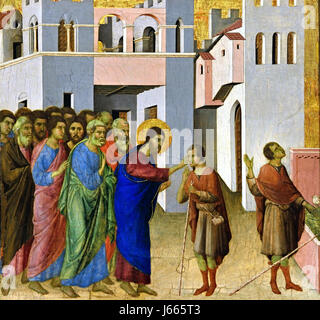 Heilung des Blinden 1308-11 von DUCCIO di Buoninsegna 1255 - 1319, Siena, Italienisch, Italien, Stockfoto