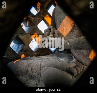 Buddha-Statuen an der Spitze des Tempels Borobudur in Indonesien. Die Insel Java. Eine gute illustration Stockfoto