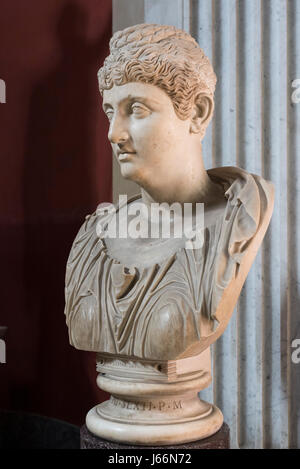 Rom. Italien. Porträtbüste von Annia Galeria Faustina (Faustina Major ca. 100-140 n. Chr.), Gattin des Antoninus Pius. die Runde Halle, Pio-Clementino-Museu Stockfoto