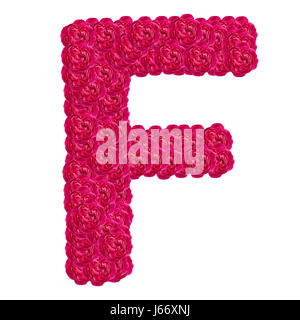 Buchstabe F Alphabet mit Damast rose ABC-Konzept-Typ als Logo auf weißem Hintergrund isoliert Stockfoto