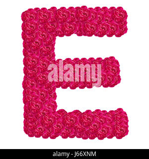 Buchstabe E Alphabet mit Damast rose ABC-Konzept-Typ als Logo auf weißem Hintergrund isoliert Stockfoto