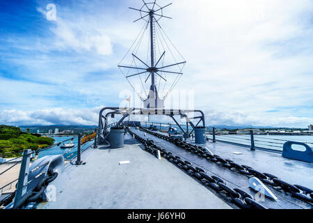 Der Bogen Teil des Museums Schlachtschiff USS MIssouri in Pearl Harbor, Hawaii, USA Stockfoto