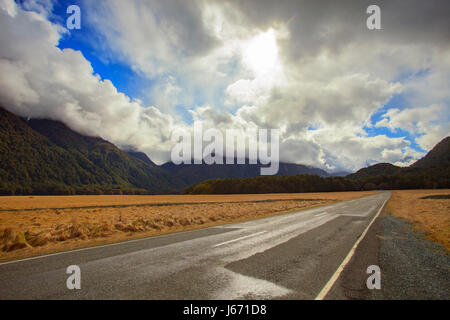 Landschaft der Knöpfe flach wichtig schöne Destination Straße zum Milford sound Fiordland Nationalpark Neuseeland Stockfoto