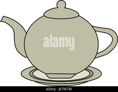 Farbe Bild Cartoon Porzellan Teekessel für heiße Getränke Stock Vektor