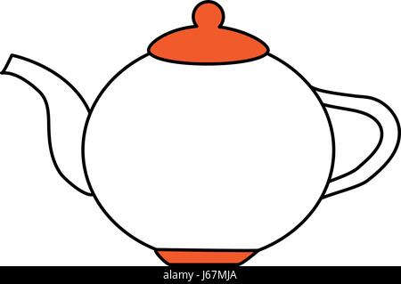 Farbe Silhouette Bild Cartoon Porzellan Tee Wasserkocher für heiße Getränke Stock Vektor