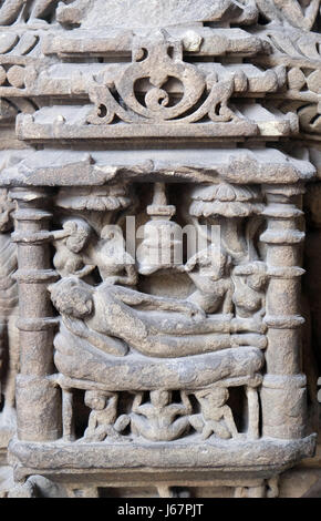 Szenen aus dem Leben des Buddha, von 6. Jahrhundert fand in Samath, jetzt im Indian Museum in Uttar Pradesh ausgesetzt Stockfoto