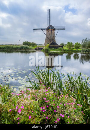 Süd-Holland, Kinderdijk in der Gemeinde Molenwaard, Windmühle, bei der die Polder Stockfoto