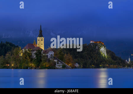 Langzeitbelichtung von Bled See Stockfoto